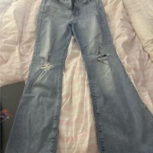 GAP Light Blue Distressed Flare Jeans